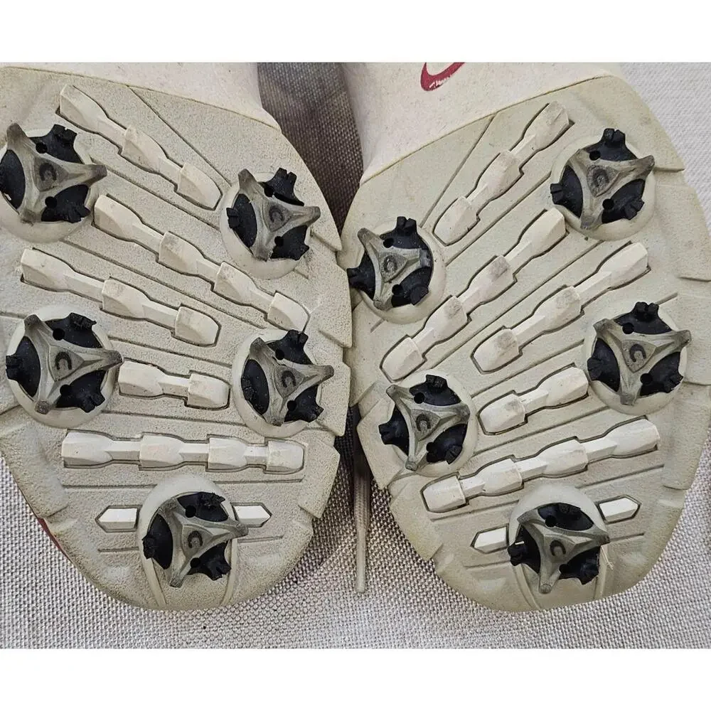 Vtg Nike Air‎ Max Golf Athletic Shoes Red White Spikes Leather Womens US 8